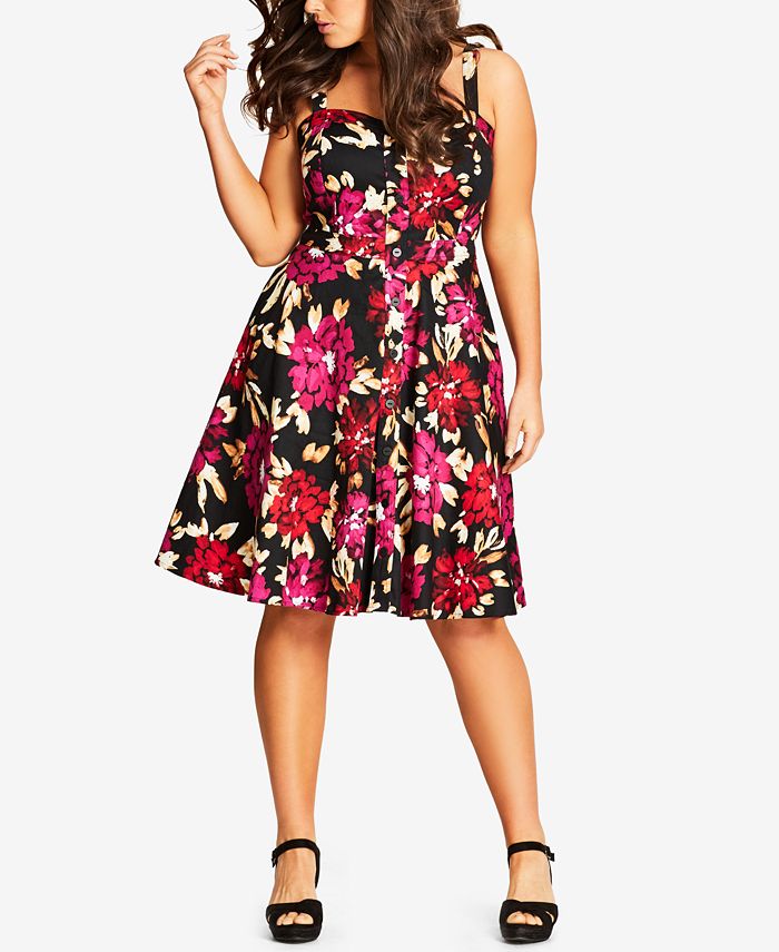 City Chic Trendy Plus Size Floral-Print Dress - Macy's