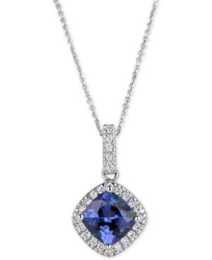 image of Tanzanite (1-1/4 ct. t.w.) and Diamond (1/8 ct. t.w.) Pendant Necklace in 14k White Gold