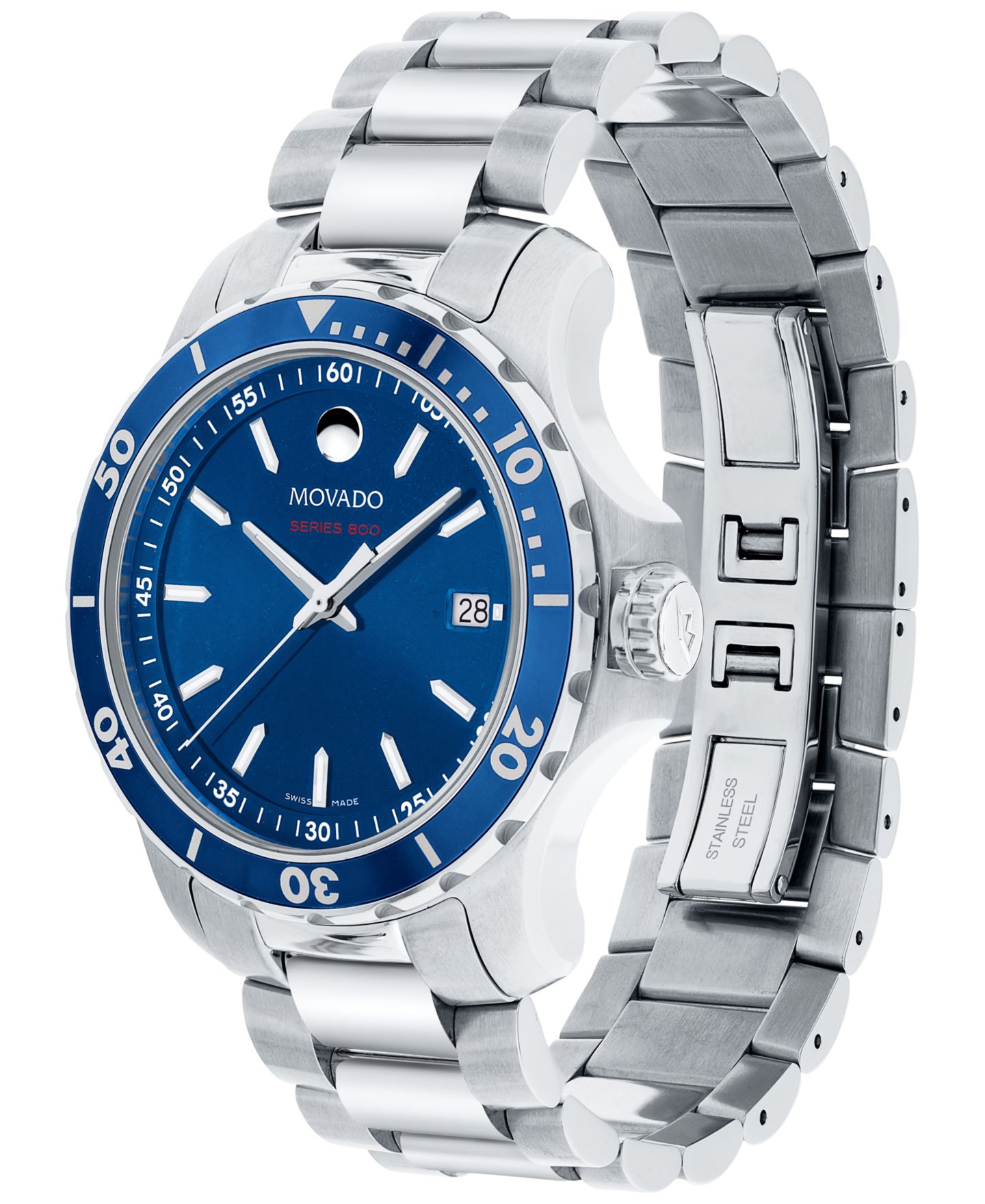 Мужские часы Movado Swiss Series 800 Stainless Steel Bracelet Diver Watch 40mm — фото 2