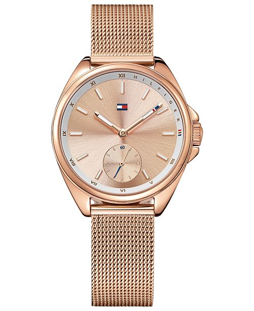 Tommy Hilfiger Women S Casual Sport Rose Gold Tone Mesh