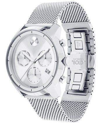 Movado Men s Swiss Chronograph Bold Stainless Steel Mesh Bracelet
