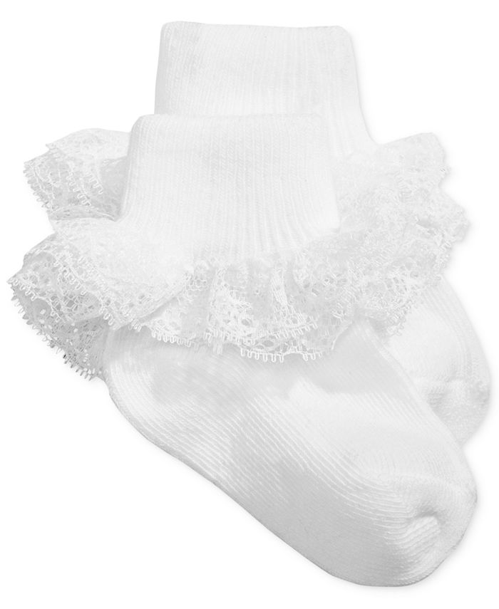 First Impressions - Baby Girls' 3-Pack Lace Anklet Socks,