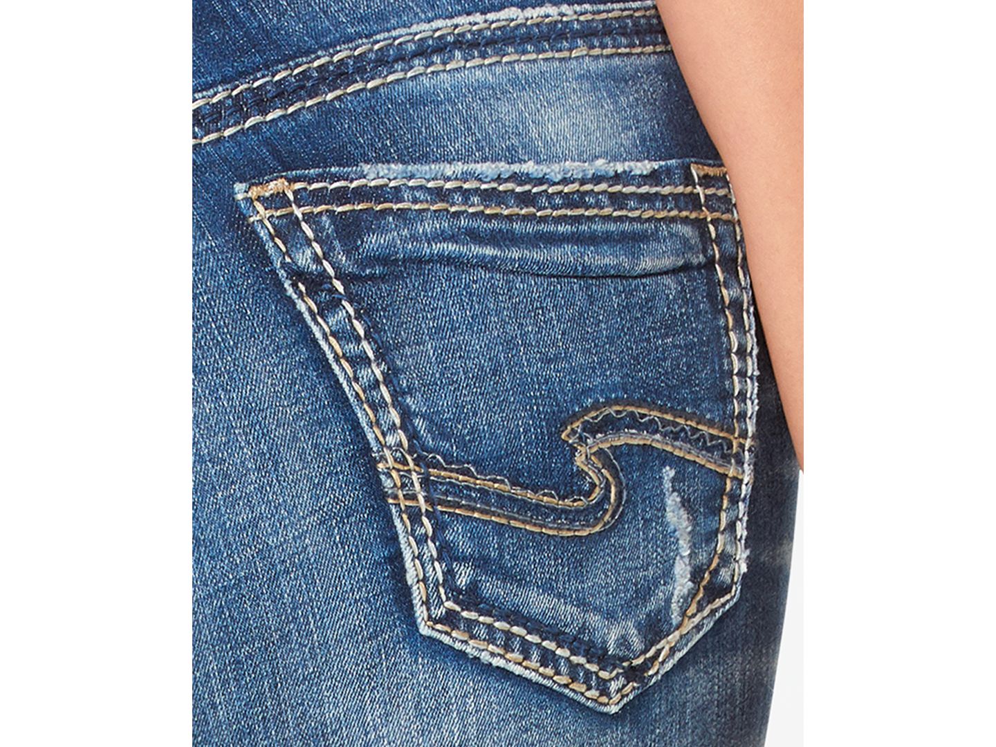 Женские джинсы Silver Jeans Co. Mid Rise Distressed Girlfriend, цвет: Индиго — фото 3