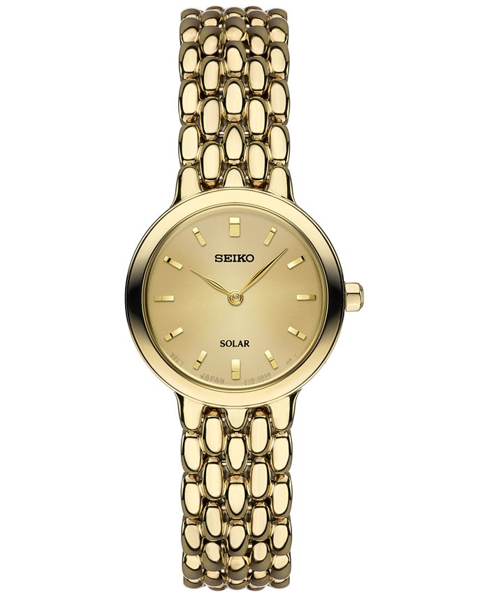 Seiko Women's Dress Solar Gold-Tone Stainless Steel Bracelet Watch 23mm ...
