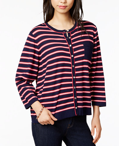 Tommy Hilfiger Striped Boxy Cardigan, Only at Macy's