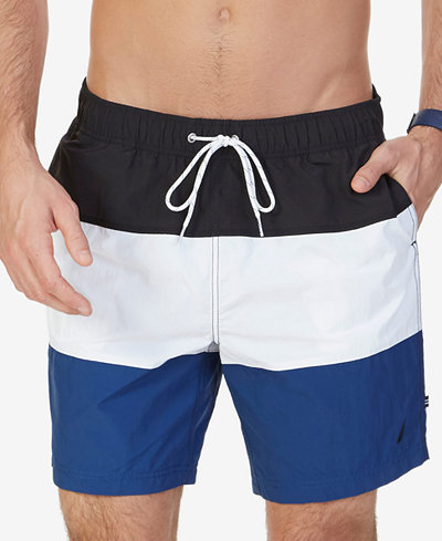 Nautica Men's Quick-Dry Tri-Block Swim Trunks - Swimwear - Men - Macy's