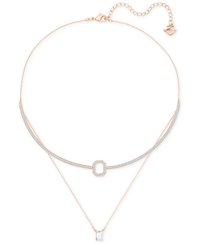 Swarovski Rose Gold-Tone Layered Crystal Necklace