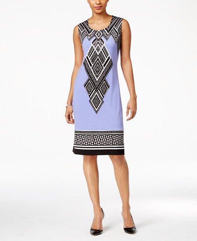 JM Collection Petite Embellished Printed Sheath Dress, Only at Macy's