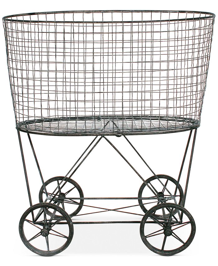 3R Studio - Vintage Metal Wheeled Laundry Basket