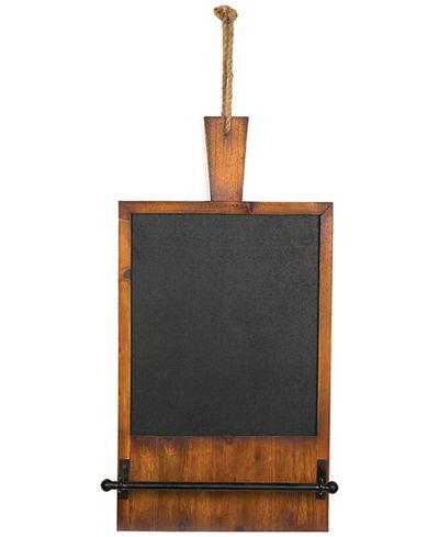 Wood Breadboard-Shaped Chalkboard with Towel Rack