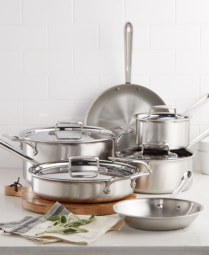 All-Clad D5 Brushed Stainless Steel 10-Pc. Cookware Set & Reviews All Clad Stainless Steel Pots And Pans