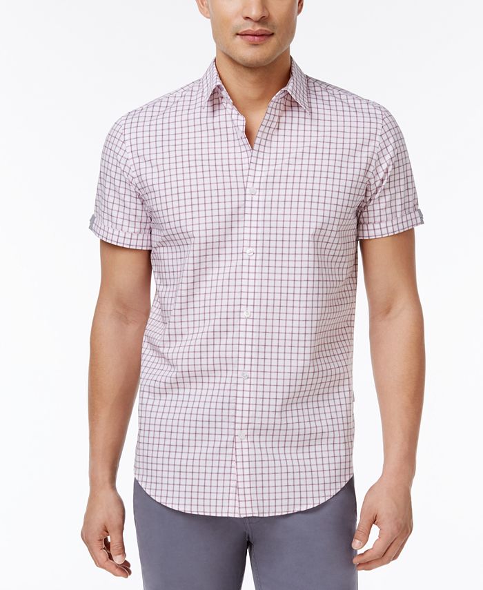 Calvin Klein Men's Grid-Pattern Cotton Shirt - Macy's