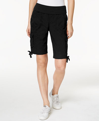 Calvin Klein Performance Cotton Pull-On Bermuda Cargo Shorts - Shorts - Women - Macy's