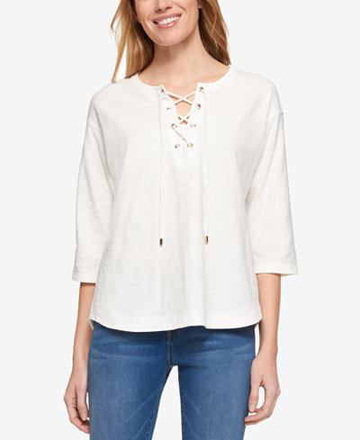 Tommy Hilfiger Lace-Up Top, Only at Macy's