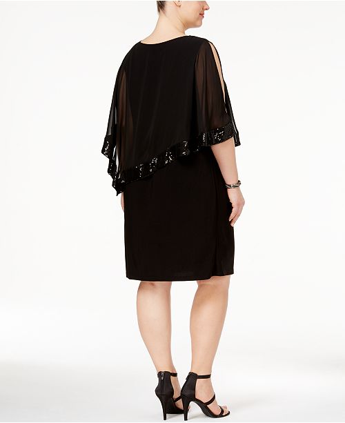 MSK Plus Size Embellished Cape Dress & Reviews - Dresses - Women - Macy's