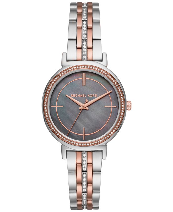 Michael Kors Women's Cinthia Crystal Accent Two-Tone Stainless Steel ...