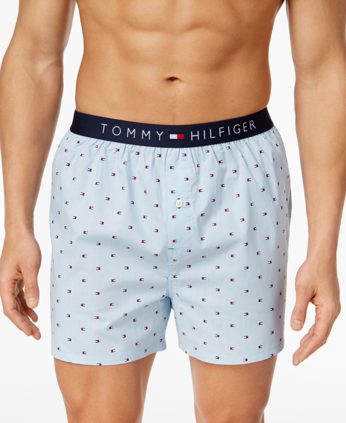 Трусы-боксеры Flag для мужчин, с логотипом, хлопок — Tommy Hilfiger, цвет: Ледяной синий — фото 1