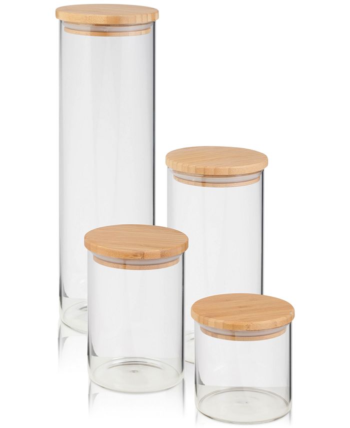 Honey Can Do 4Pc. Glass & Bamboo Canister Set Macy's