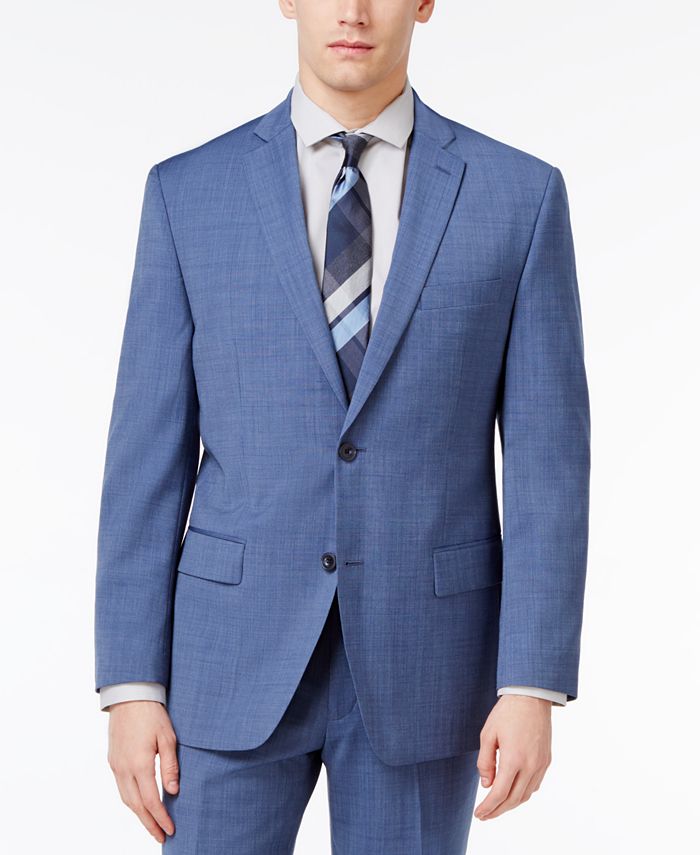 Michael Kors Men's Classic-Fit Blue Neat Pindot Suit & Reviews - Suits ...