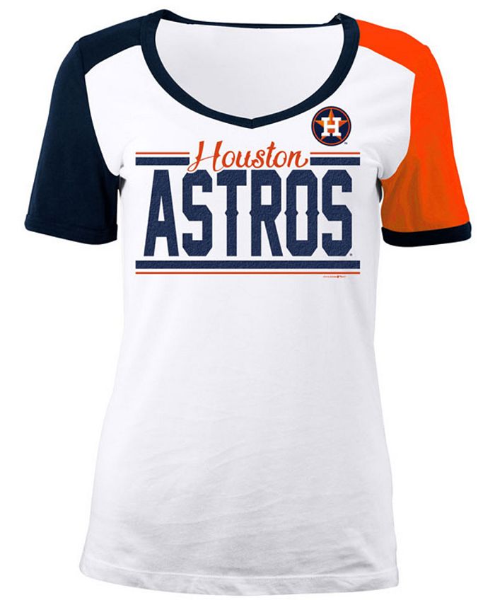 5th & Ocean Women's Houston Astros Retro V-Neck T-Shirt - Macy's