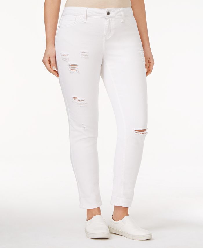 Rampage Trendy Plus Size Sophie Ripped White Wash Skinny Jeans ...