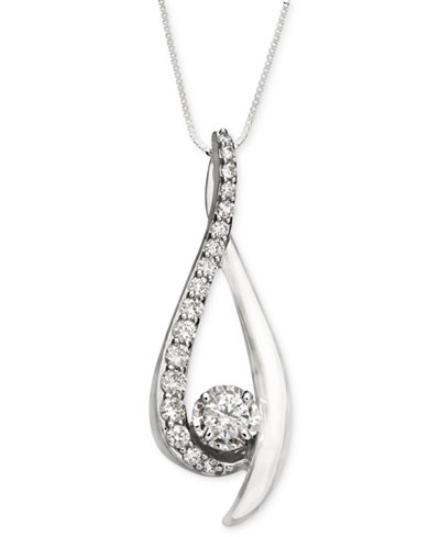 Diamond Sirena Pendant Necklace in 14k White Gold (3/8 ct. t.w.)