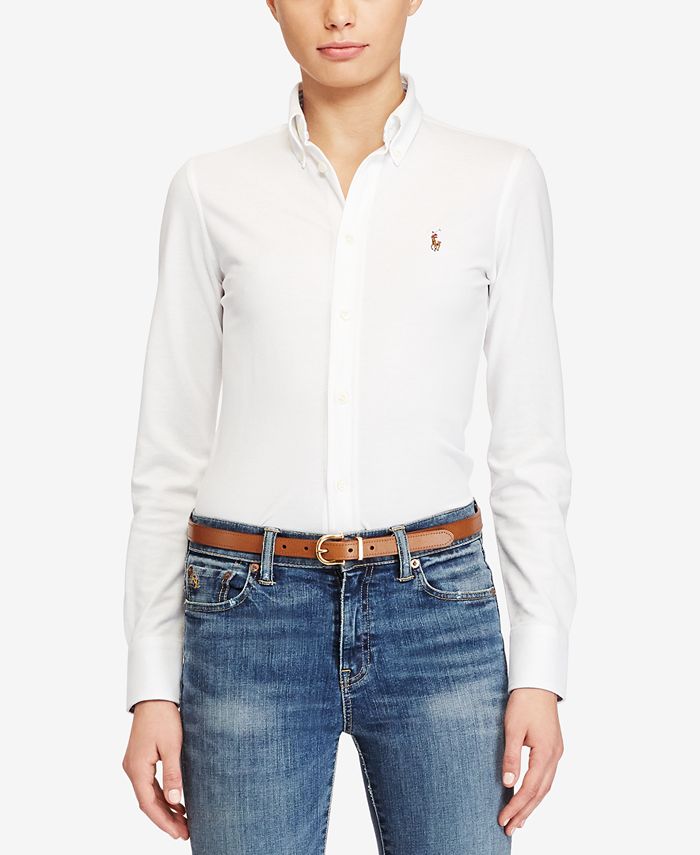 Polo Ralph Lauren Slim-Fit Button-Front Knit Shirt - Macy's