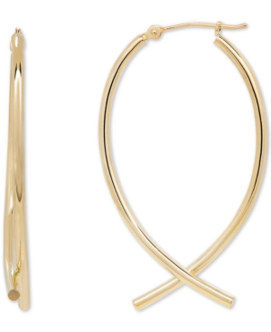 image of Crisscross Hoop Earrings in 14k Gold, 1 1/2 inch