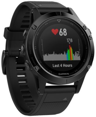 Garmin Men's fenix® 5 Multisport Black Silicone Band Smart Watch 47mm