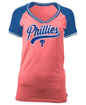 Philadelphia Phillies New Era Women's Día de los Muertos V-Neck T-Shirt - Black