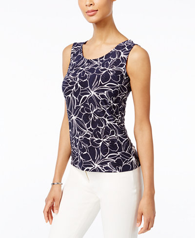 JM Collection Petite Printed Jacquard Tank, Only at Macy's