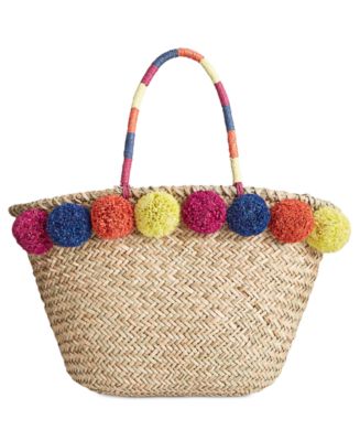 INC International Concepts Livie Pom Straw Tote, Created for Macy&#39;s - Handbags & Accessories ...