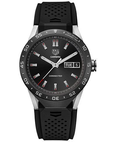 TAG Heuer Connected 1.0 Men's Swiss Carrera Black Rubber Strap Smart Watch 46mm SAR8A80.FT6045
