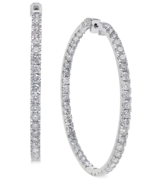 image of Diamond Large Inside & Out Hoop Earrings (10 ct. t.w.) in 14k White Gold