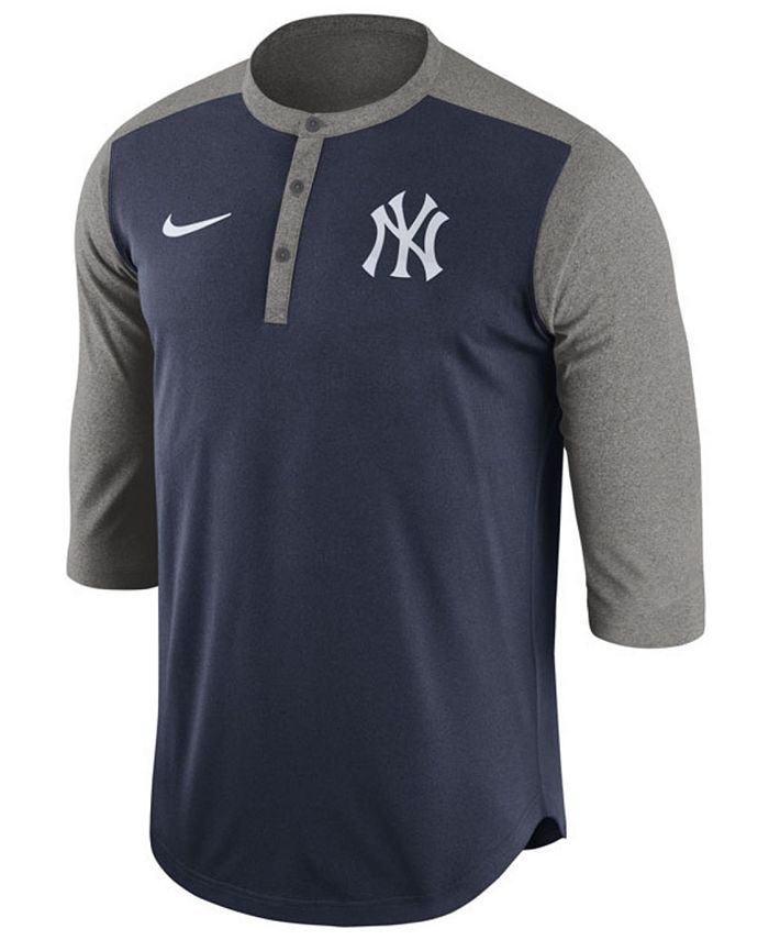 Nike Men's New York Yankees Dri-Fit 3/4 Sleeve Henley T-Shirt - Macy's