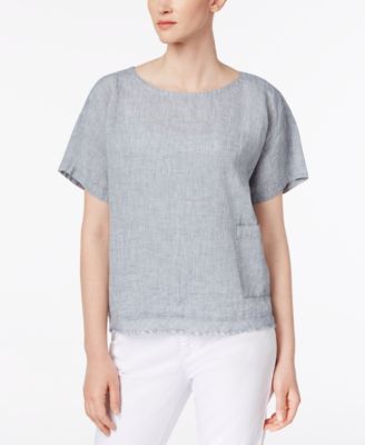 Eileen Fisher - Linen Raw-Hem Top