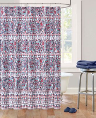 Echo - Woodstock Cotton Sateen Floral Paisley Print Shower Curtain
