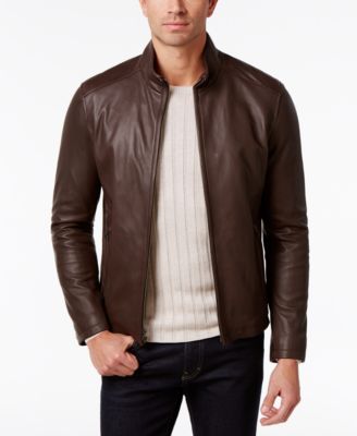 cole haan leather bomber jacket