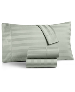 Charter Club Damask 1.5" Stripe Extra Deep Pocket 550 Thread Count 100% Cotton 4-pc. Sheet Set, Queen, Created Fo In Glacier (light Green)
