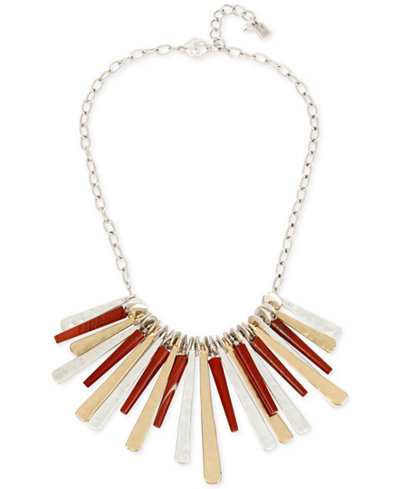 Robert Lee Morris Soho Two-Tone Red Stone Statement Necklace