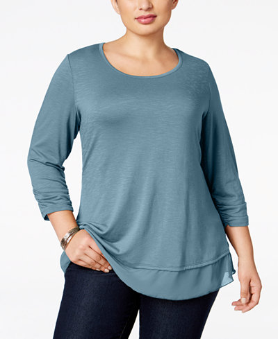 Style & Co Plus Size Chiffon-Hem Top, Only at Macy's