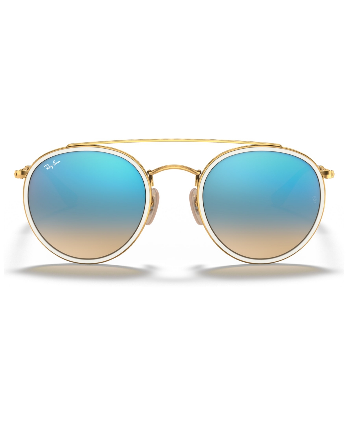 Ray Ban Sunglasses, Rb3647n Round Double Bridge In Gold,blue