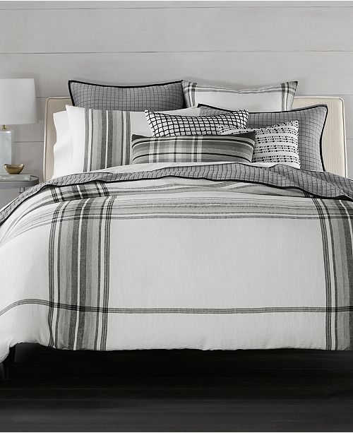 Hotel Collection Linen Plaid Full Queen Duvet Cover Created For