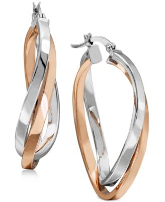 rose gold and silver earrings