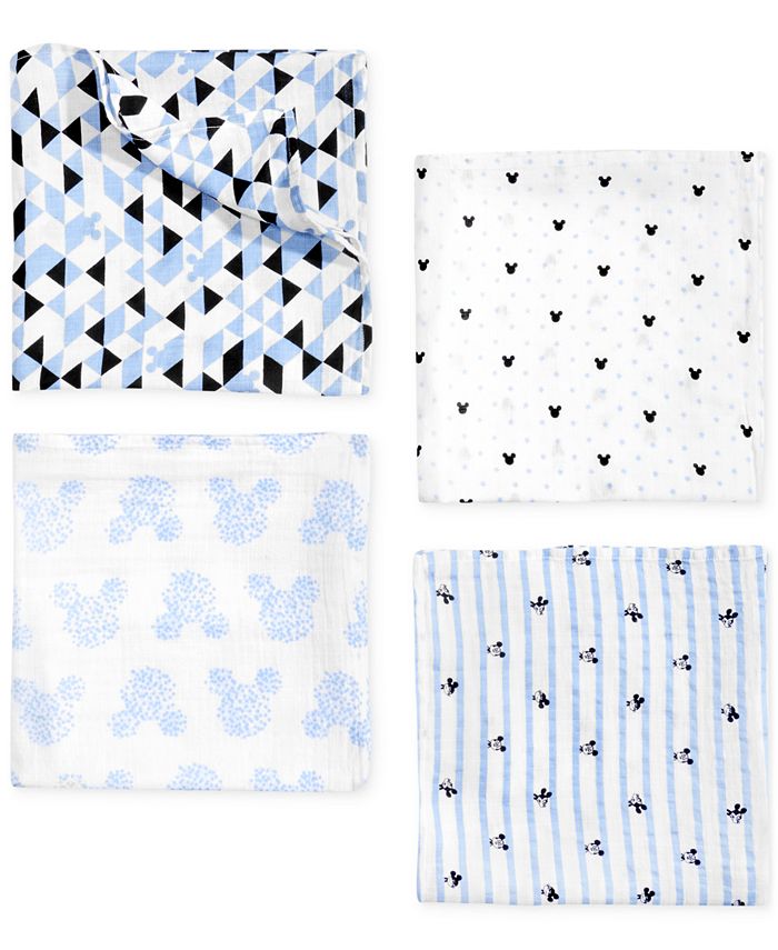 aden by aden anais Baby Boys 4 Pack Mickey Mouse Cotton Swaddle