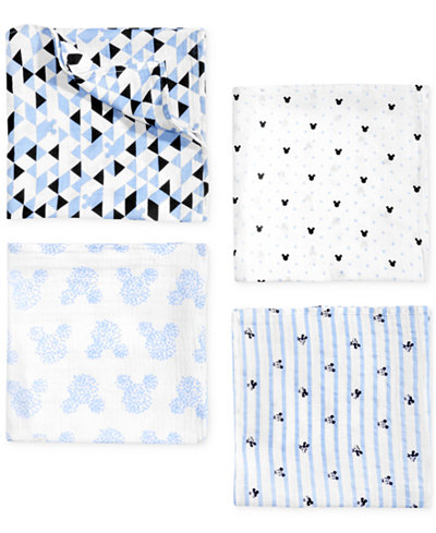 aden by aden + anais 4-Pk. Mickey Mouse Cotton Swaddle Blankets, Baby Boys (0-24 months)