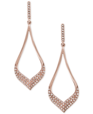 image of Pave Rose by Effy Diamond Drop Earrings (1/3 ct. t.w.) in 14k Rose Gold