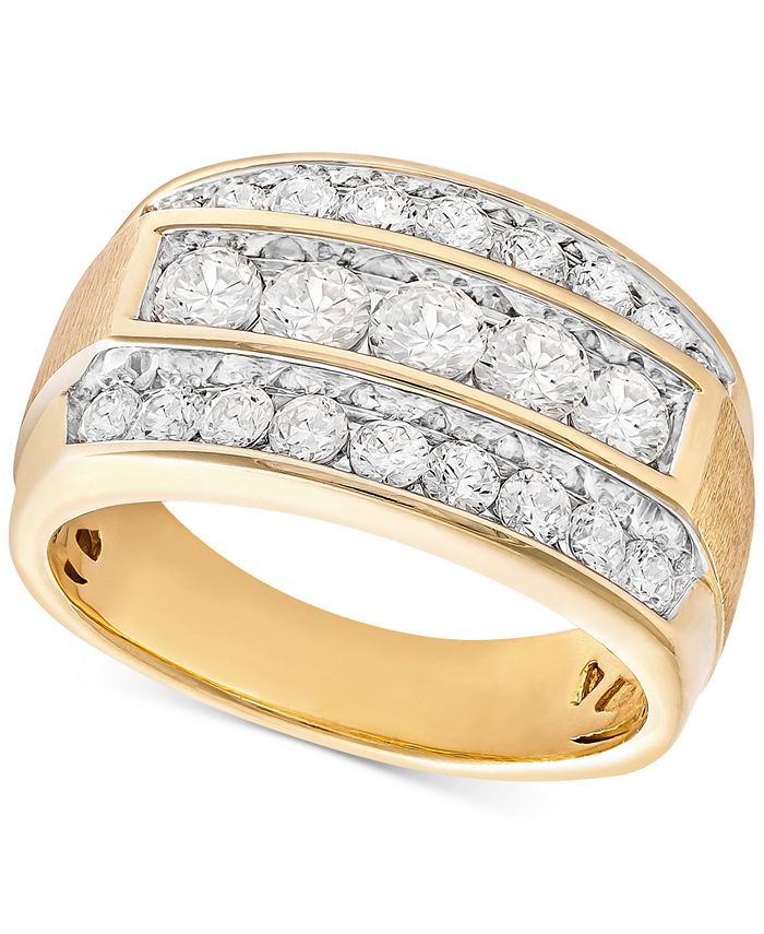 Macy's - Men's Diamond Linear Cluster Ring (2 ct. t.w.) in 10k Gold