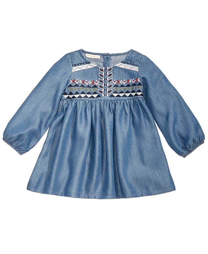First Impressions Embroidered Denim Dress, Baby Girls, Created for Macy ...