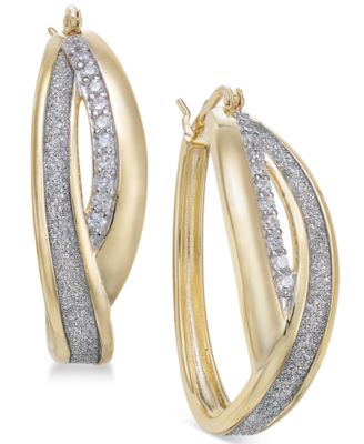 Macy's - Diamond Glitter Overlap Hoop Earrings (1/4 ct. t.w.) in 14k Gold-Plated Sterling Silver